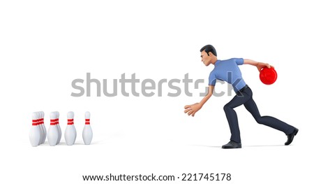 ストックフォト: 3d Businessman Playing Bowling Isolated Contains Clipping Path