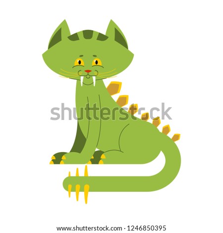 Foto stock: Prehistoric Cat Dinosaur Dino Is Sabre Toothed Pet Lizard Kitt