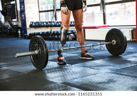 Stock foto: Cropped Image Of Gymnastic Young Handicapped Woman Wearing Prost