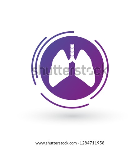 Stock photo: Lung Purple Gradient Icon In Futuristic Circle Lung Vector Graphic Illustration Isolated On White B