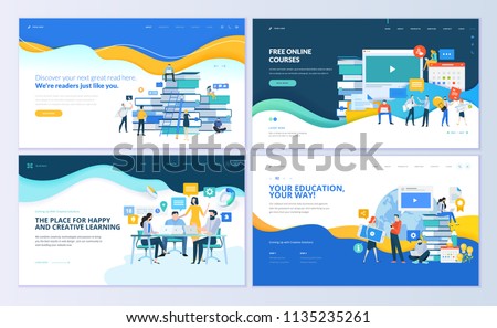 [[stock_photo]]: Web Page Design Template Of Distance Education Online Training Courses Education Apps Annual Teac