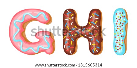 ストックフォト: Donut Icing Upper Latters - G H I Font Of Donuts Bakery Sweet Alphabet Donut Alphabet Latters A