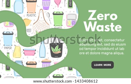 Сток-фото: Web Template With Zero Waste Objects Hand Drawn Flat Style Eco Lifestyle Save Planet Care Of Nat