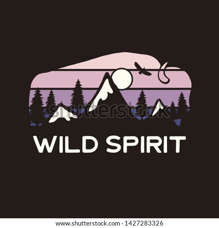 Сток-фото: Camping Badge Illustration Design Unusual Outdoor Travel Logo Graphic With Treehouse Trees And Quo