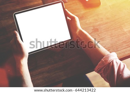 ストックフォト: Digital Tablet With Online Shop Homepage On Display Surrounded By Lit Garlands