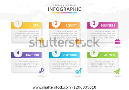 Foto stock: Colorful Diagram Light Bulbs Infographic Template Timeline With 6 Options Light Bulbs Workflow Pr