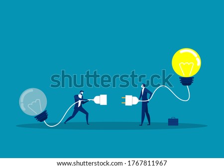 Stock photo: Businessman Suits Hold A Plug And Socket For Share Ideavector Illustrator