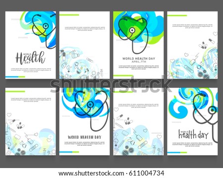 Foto stock: World Health Day Brochure Medical Background Template Caduceus M