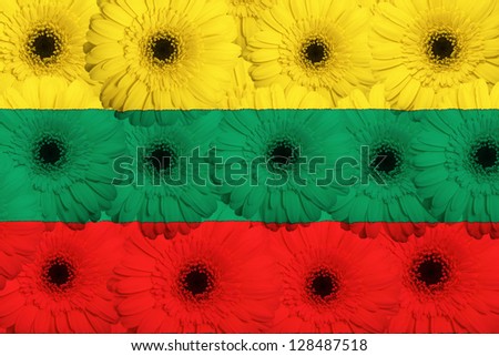 Stylized National Flag Of Lithuania With Gerbera Flowers [[stock_photo]] © vepar5