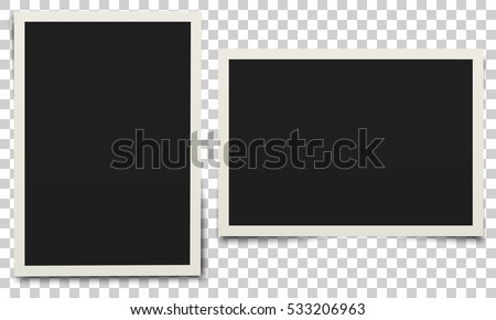 Foto stock: Old Empty Realistic Photo Frame With Transparent Shadow On Plaid Black White Background