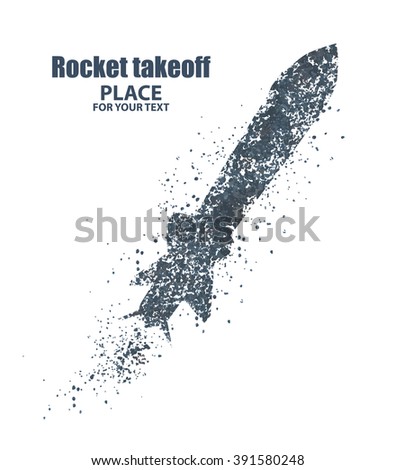 Foto d'archivio: Rocket Icon Startup Concept Particle Divergent Composition Vector Illustration