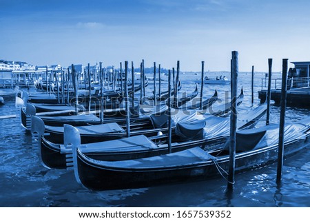 Stock fotó: Gondolas Moored In Front Of Saint Mark Square With San Giorgio D