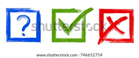 Stok fotoğraf: Question Red X And Green Tick Check Marks Approval Signs Desig