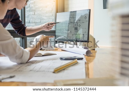 Stock photo: Professional Architect Designer Structural Engineer Team Colleag
