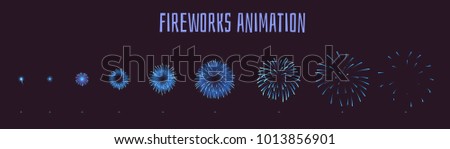 Firework Vector Night Sky Design Salute Effect Isolated On Transparent Background Realistic Illust Stock foto © curiosity