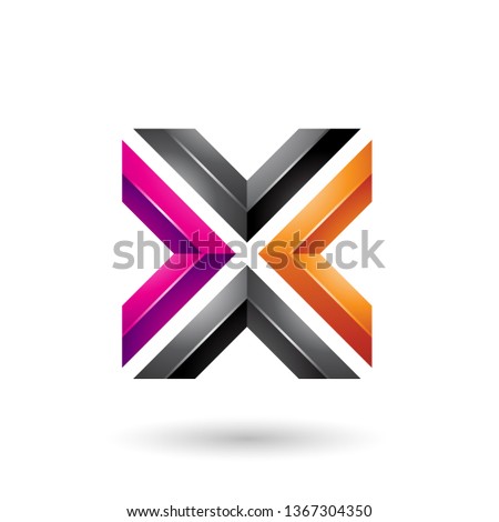 Stockfoto: Orange Magenta And Black Square Shaped Letter X Vector Illustrat