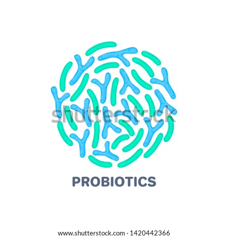 Stock fotó: Vector Probiotics In Circular Shape Bifidobacterium Lactobacillus Streptococcus Thermophilus Lac