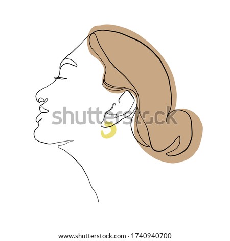 Stock fotó: Silhouette Portrait Of The Bride In Profile With Wedding Dress A