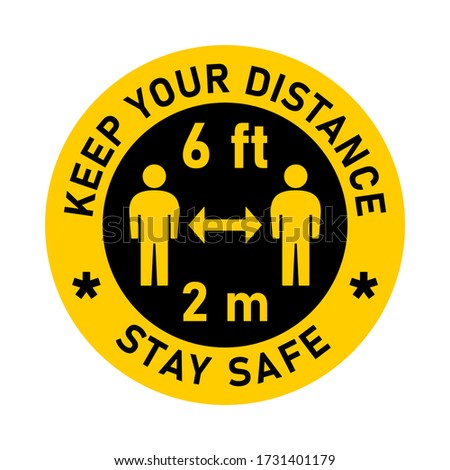 Foto d'archivio: Sticker Distance With Virus Keep Your Distance In Line Sticker