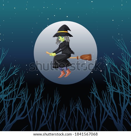 Stok fotoğraf: Witch Or Wizard Riding Broomstick The Sky Isolated On Sky Backgr