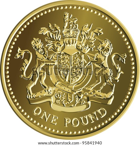 Stock fotó: Vector British Money Gold Coin One Pound With The Coat Of Arms