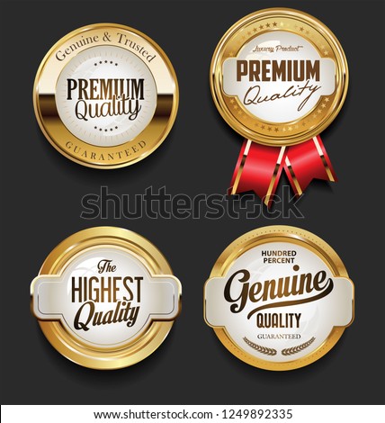 Stockfoto: Set Of Vintage Product Quality Labels - Premium And Top Quality