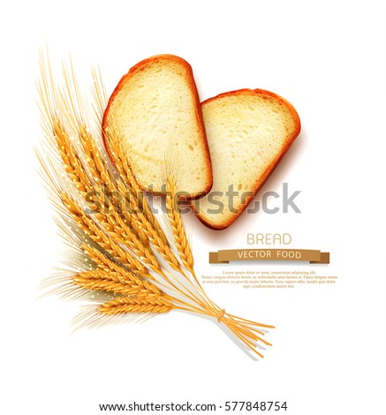 Stockfoto: Vector Slices Of Sliced Bread Loaf Lying Isolation On The Whi