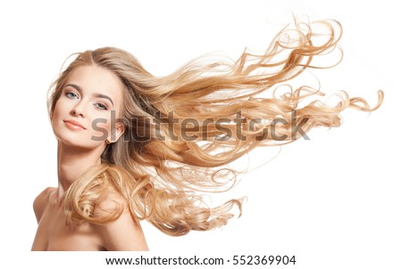 Imagine de stoc: Young Pretty Woman With Blond Hair On White Background Sensual Makeup Fashion Sexy Look Lifestyle
