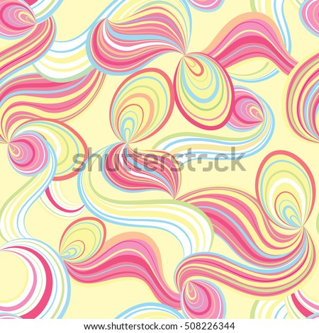 Foto stock: Abstract Swirl Chaotic Line Doodle Seamless Pattern Ocean Wave T
