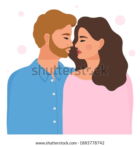 [[stock_photo]]: Wedding Invitation Modern Card Design Two People Kiss In Green Tropical Palm Leaf Vector Illustra