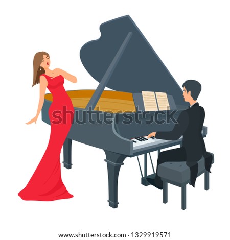 Сток-фото: Opera Singer Woman Beautiful Lady Artist Of Songs Vector Illus