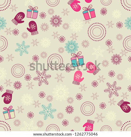 Foto stock: Vector Seamless Pattern With Textured Gift Boxes Merry Christmas Hand Drawn Elements Background W