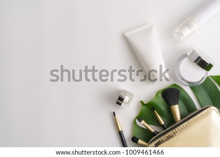 [[stock_photo]]: Organic Or Natural Cosmetics Many Jars And Bottles With Various Cosmetic Names Facial Skin Care B