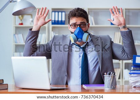 Stock photo: Businessman Sweating Excessively Smelling Bad In Office At Workp