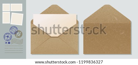 ストックフォト: Realistic Old Blank Post Stamp With Paper Texture Isolated On White