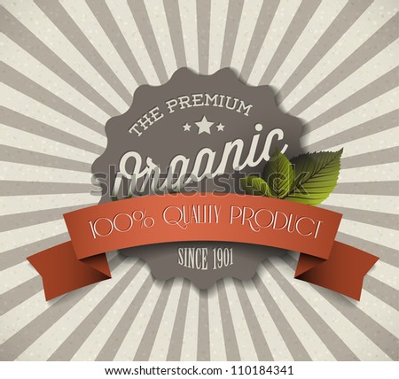 Stockfoto: Old Vector Round Retro Vintage Grunge Label For Organic Product