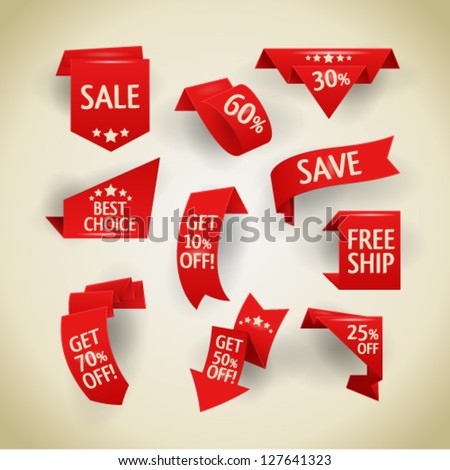 Stock photo: Violet Collection Of Sale Discount Origami Styled Website Ribbons Corners Labels Curls And Tabs