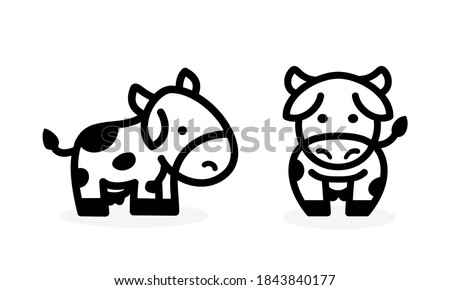 Foto stock: Cow Face Emotion Icon Illustration Sign Design