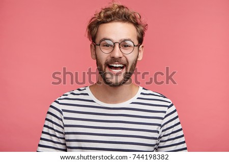 ストックフォト: Young Handsome Teenage Hipster Guy Posing Emotional Happy Smiling Against White Background Isolated