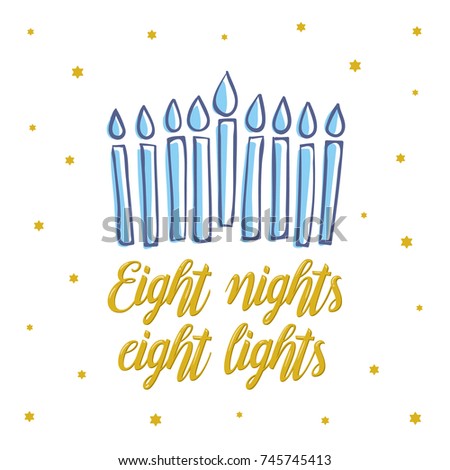 Stock fotó: Happy Hanukkah Card Template With Bright Light And Golden Coins