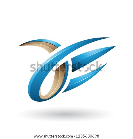 [[stock_photo]]: Beige And Blue 3d Claw Shaped Letter A And E Illustration