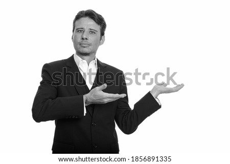 Zdjęcia stock: Image Of Handsome Businessman 30s In Formal Suit Showing Thumb U