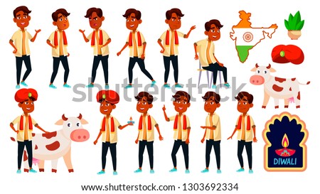 Stockfoto: Asian Schoolboy Poses Set Vector High School Child Teenage Beauty Lifestyle Friendly For Annou