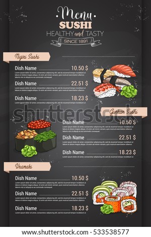 Сток-фото: Restaurant Vertical Color Sushi Menu