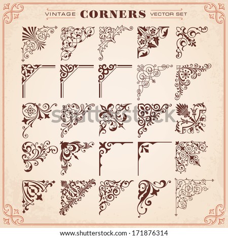 Calligraphic Ornamental Corners In Vintage Style - Vector Design Foto stock © Digiselector