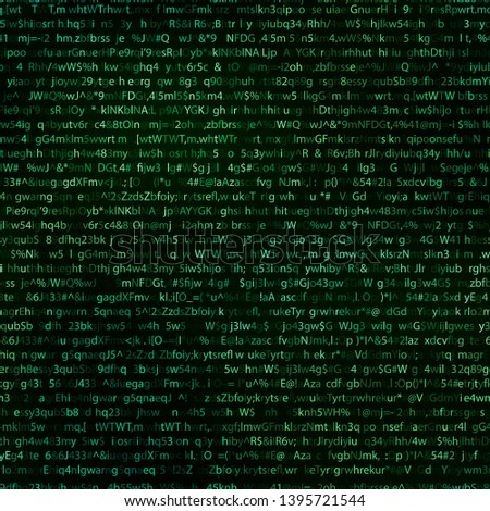 Foto stock: Green Abstract Complicated Crypto Symbols On Black Data Encryption Binary Code Seamless Pattern