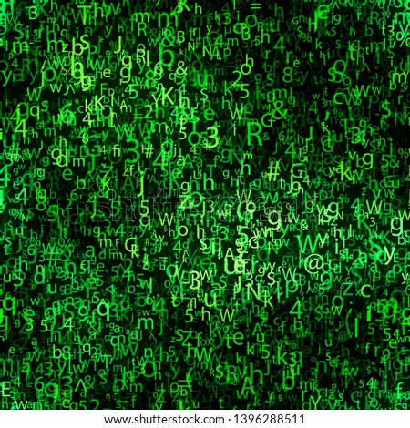 Stockfoto: Abstract Chaotic Complicated Crypto Symbols On Black Data Encryption Binary Code Concept