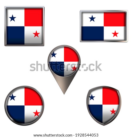 Stock photo: Square Metal Button With Flag Of Panama