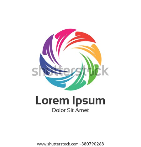 Foto stock: Spectrum Logo Design With Rainbow Color Circle Loop Symbol Vect