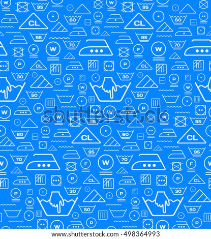 Stock fotó: Pattern Created From Laundry Washing Symbols On A Blue Backgroun